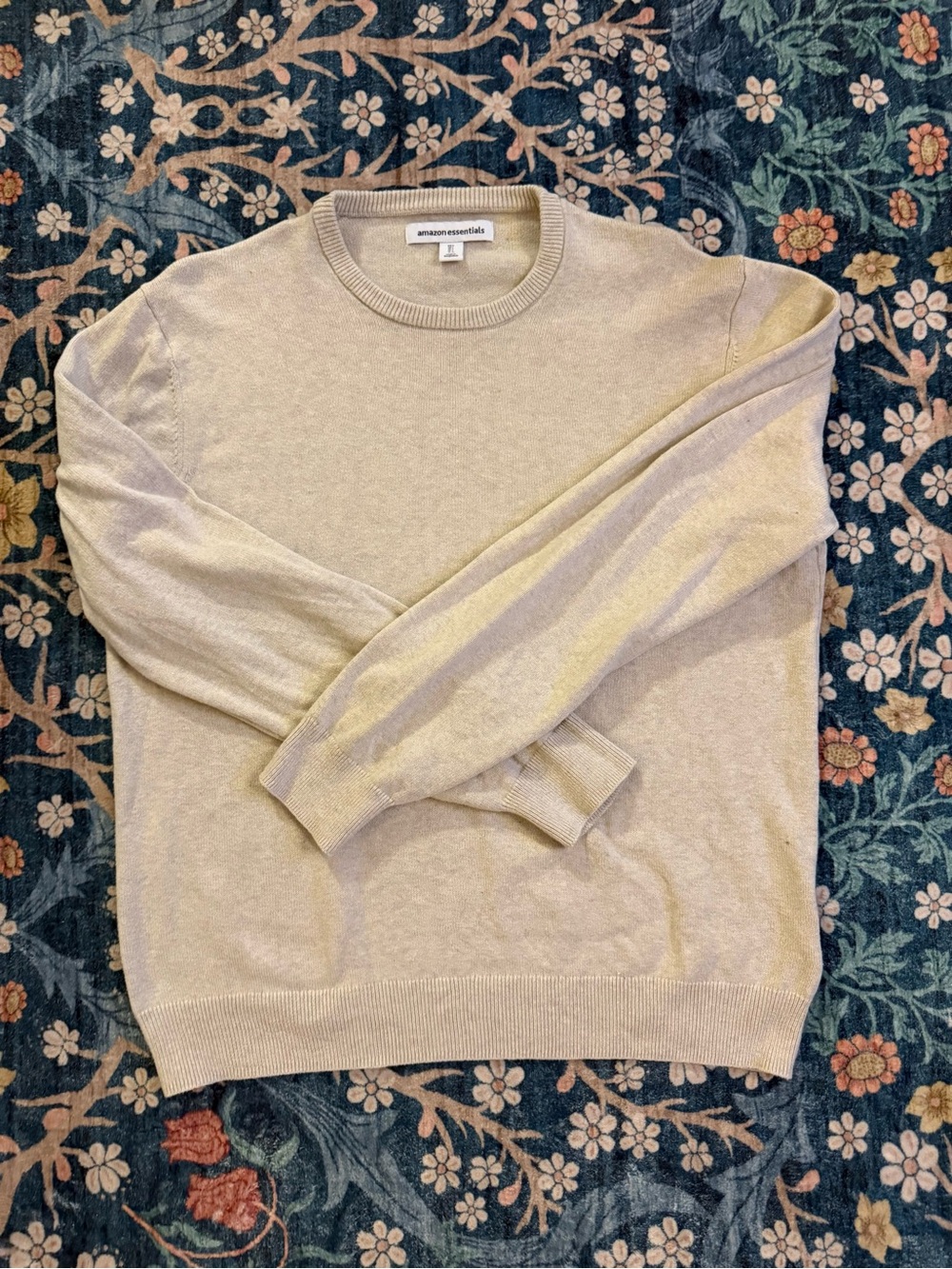 Amazon Essentials - Men’s L 100% Cotton Crew Neck Sweater (Oatmeal Heather)